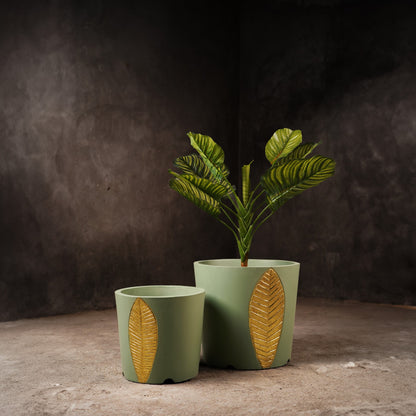 Bruges Planter Set (Sage Green With Gold Foil)