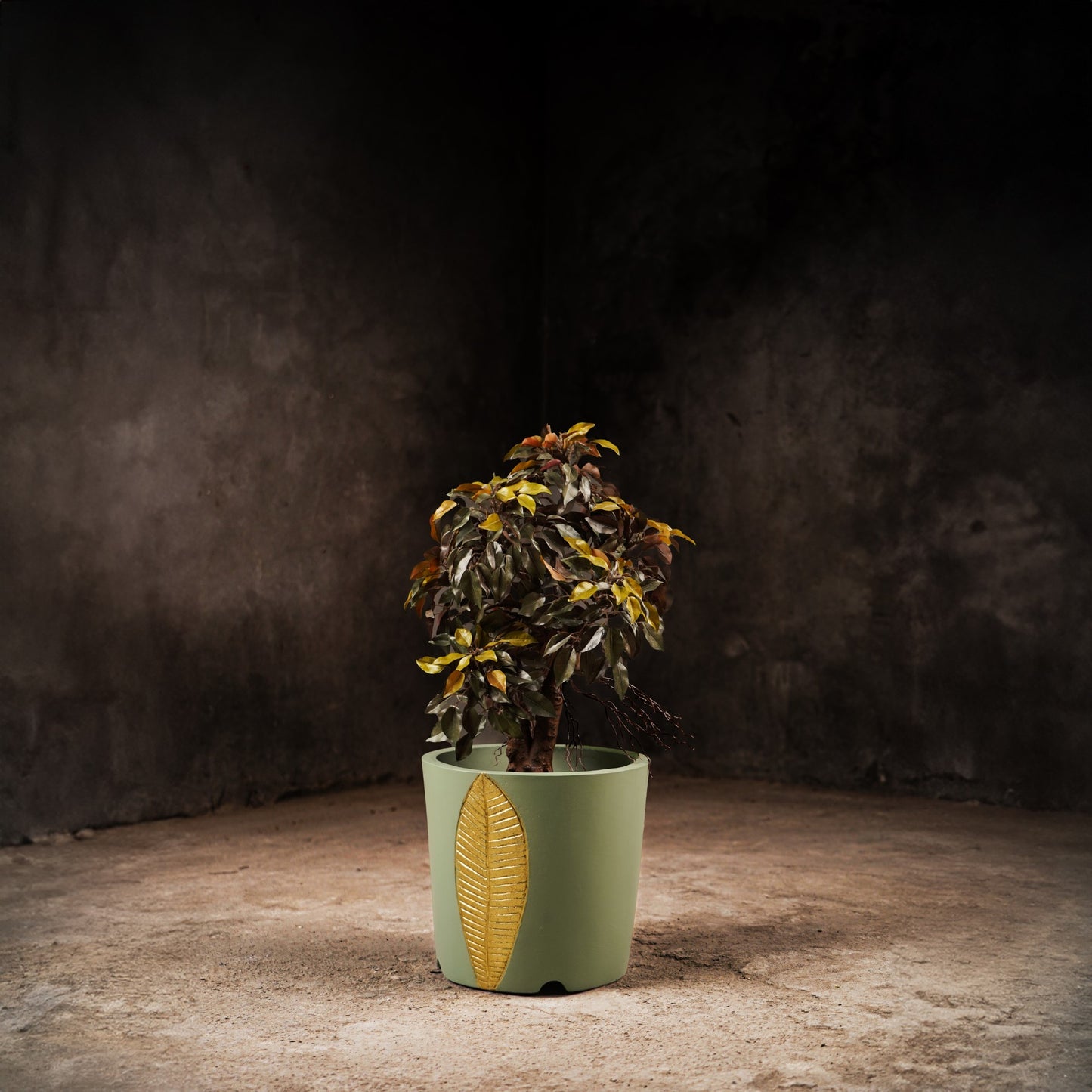 Bruges Planter Small (Sage Green With Gold Foil)