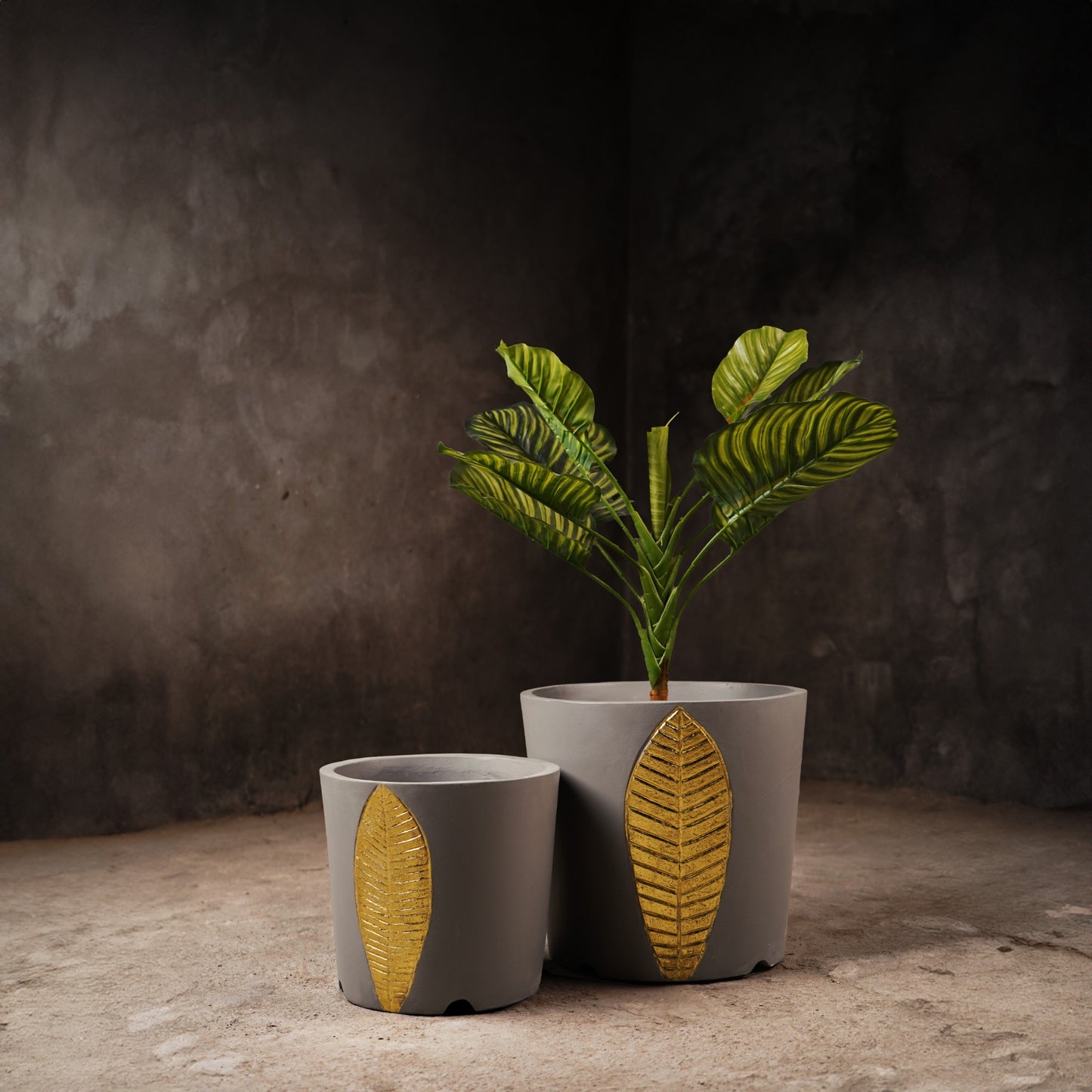 Bruges Planter Set (Misty Grey With Gold Foil)