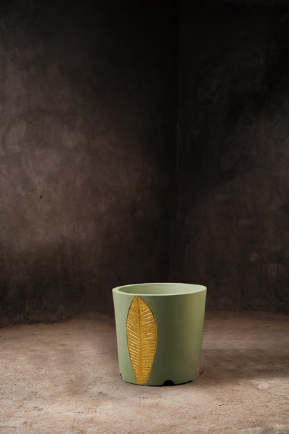 Bruges Planter Small (Sage Green With Gold Foil)