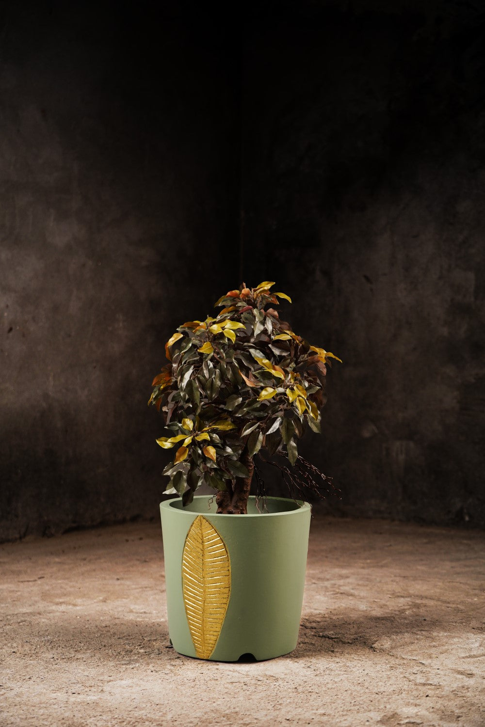 Bruges Planter Small (Sage Green With Gold Foil)