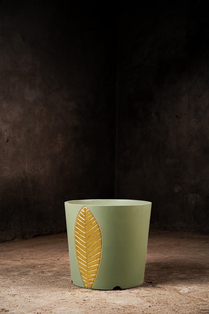 Bruges Planter Large (Sage Green With Gold Foil)