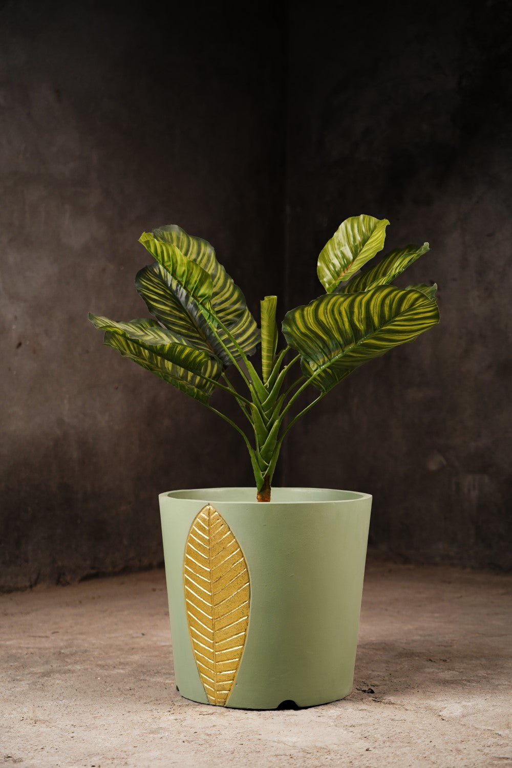 Bruges Planter Large (Sage Green With Gold Foil)