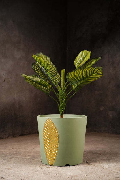 Bruges Planter Large (Sage Green With Gold Foil)