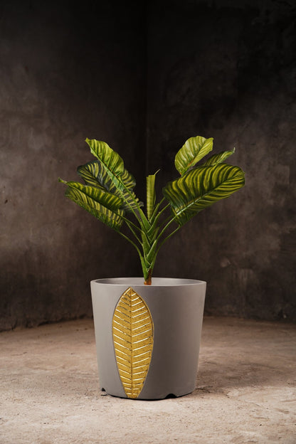 Bruges Planter Large (Misty Grey With Gold Foil)