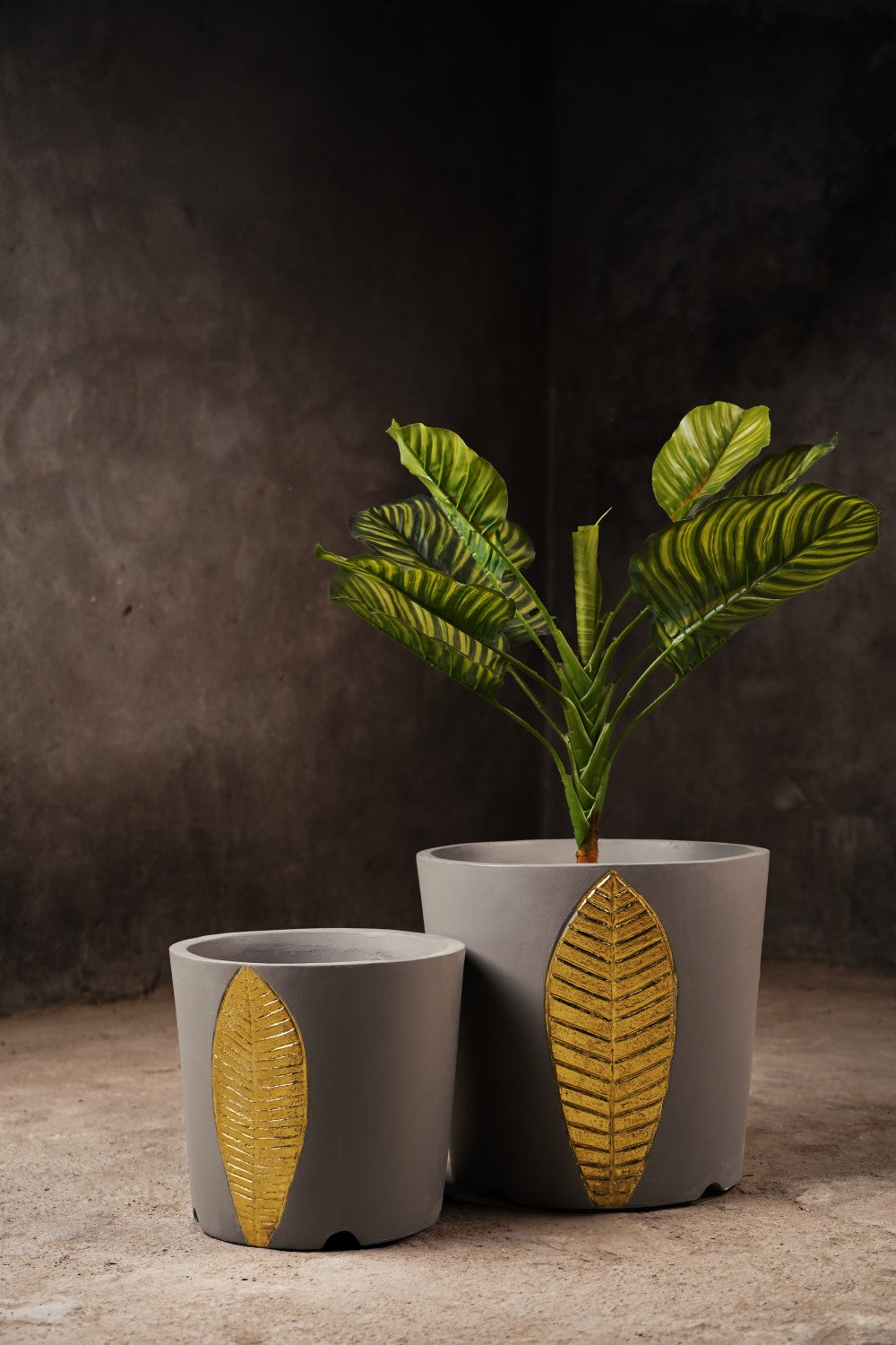 Bruges Planter Set (Misty Grey With Gold Foil)