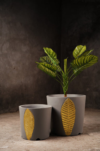 Bruges Planter Set (Misty Grey With Gold Foil)