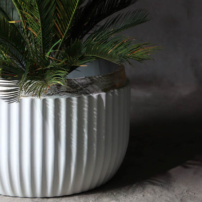 Windsor Planter- Small (White With Rim In Gold Leaf)