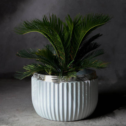 Windsor Planter- Small (White With Rim In Gold Leaf)