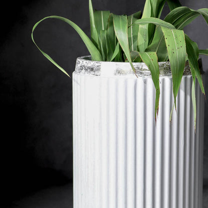 Windsor Planter- Tall (White With Rim In Gold Leaf)