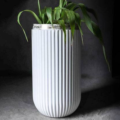 Windsor Planter- Tall (White With Rim In Gold Leaf)