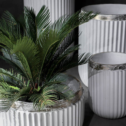 Windsor Planter- Set (White With Rim In Gold Leaf)