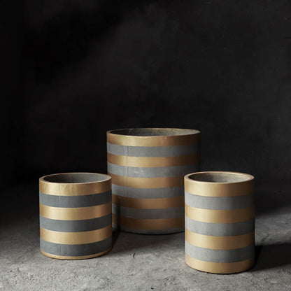 Sifnos Planter- Set (Golden Stripes)