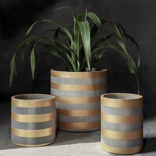 Sifnos Planter- Set (Golden Stripes)